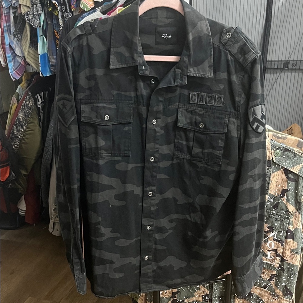 Rails Men's Black Camo Lightweight Military Jacket
